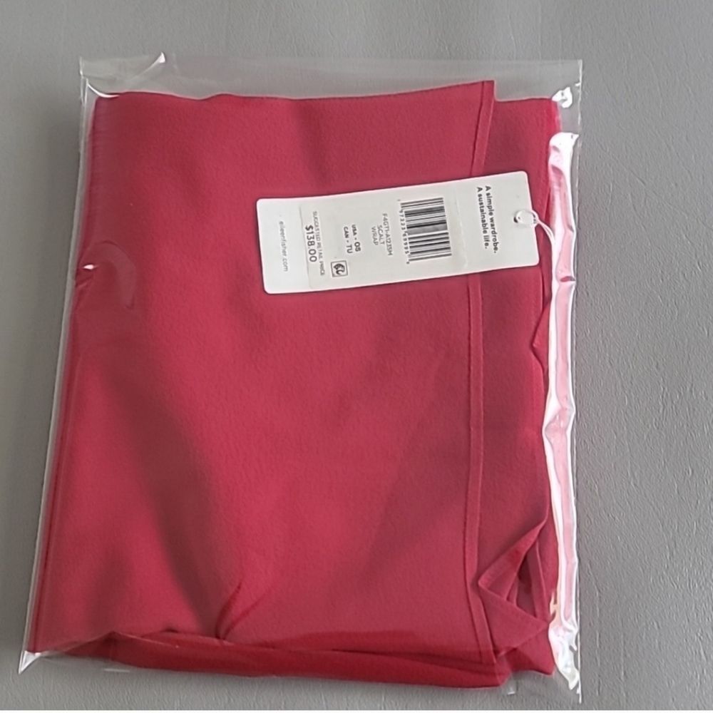 Eileen Fisher Sheer Silk Georgette Wrap In Scarlet One Size - Picture 9 of 11